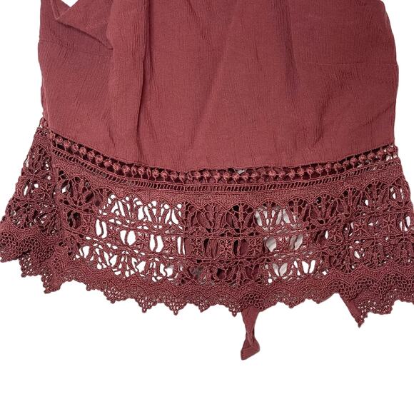 American Eagle Halter Crop Top Women's Size Small Rust Red Tie Back Crochet - Picture 4 of 8